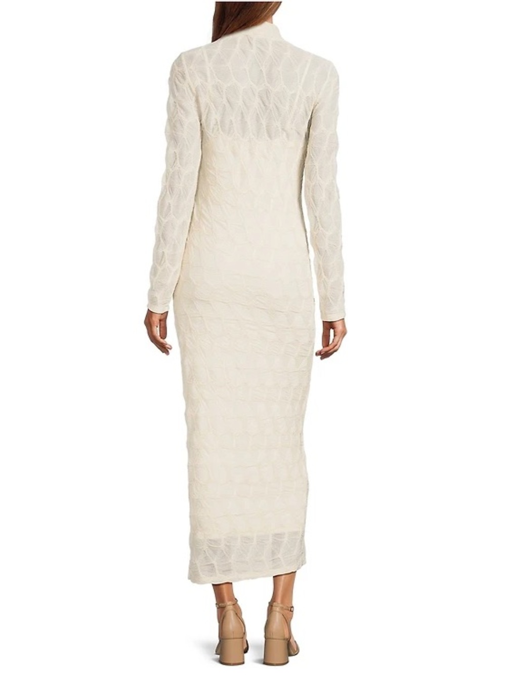 NWT Antonio Melani Katelyn Long Sleeve Turtleneck Puckered Jacquard Midi Dress - Picture 2 of 10
